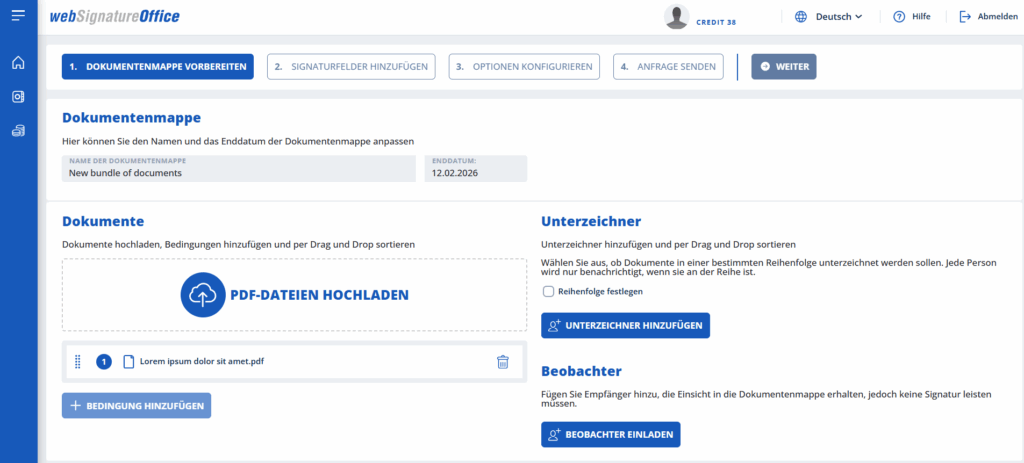 webSignatureOffice Oberfläche nach Update